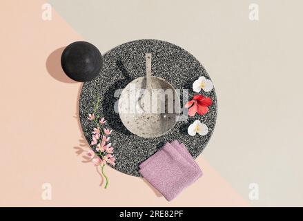 Innenraum-Moodboard, Tisch mit Draufsicht, Modell Stockfoto