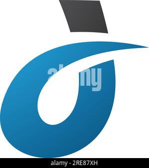Schwarzes und blaues geschwungenes, spiky Buchstabensymbol D auf weißem Hintergrund Stock Vektor
