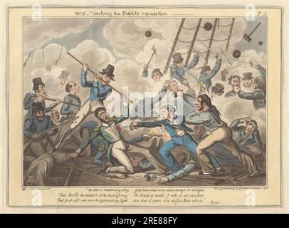 Mr. B sucht den Ruf der Bubble - Platte 5 1820 von George Cruikshank Stockfoto