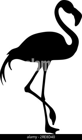 Flamingo Walking Silhouette isoliert. Vektordarstellung Stock Vektor