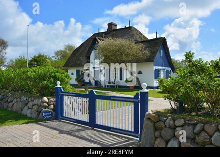 Tätowiertes Haus in Wenningstedt-Braderup, Sylt, Friesische Inseln, Wattenmeer, Deutschland Stockfoto