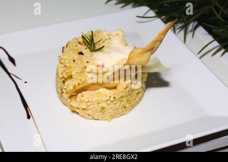 Genießen Sie den herzhaften Reiz von Risotto Stockfoto