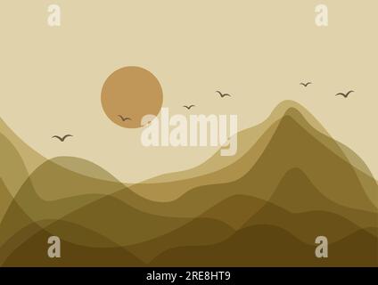 Zeitgenössischer ästhetischer Hintergrund mit Berglandschaft Stock Vektor