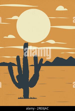 Abstrakte, zeitgenössische, ästhetische Nachtlandschaft in der Wüste Stock Vektor