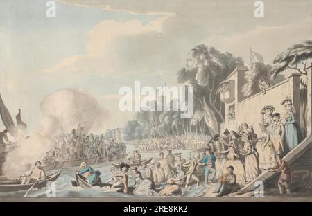 Sehen Sie sich das jährliche Sculling Race for Doggett's Coat and Badge von Edward Francis Burney in Chelsea an Stockfoto