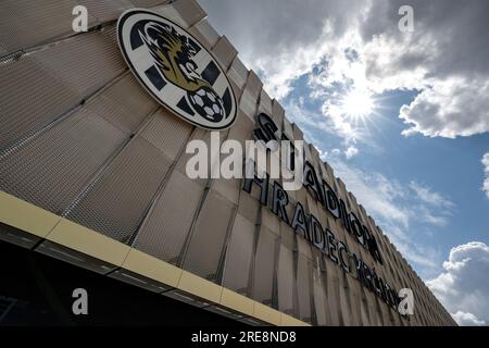 Hradec Kralove, Tschechische Republik. 26. Juli 2023. Bau des Fußballstadions in Hradec Kralove, Tschechische Republik, 26. Juli 2023. Kredit: David Tanecek/CTK Photo/Alamy Live News Stockfoto