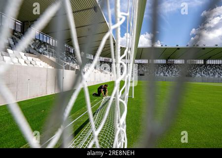 Hradec Kralove, Tschechische Republik. 26. Juli 2023. Bau des Fußballstadions in Hradec Kralove, Tschechische Republik, 26. Juli 2023. Kredit: David Tanecek/CTK Photo/Alamy Live News Stockfoto