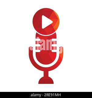Design der Logo-Vorlage für Podcasts zur Videowiedergabe. Podcast-Logo für Sender oder Funkgeräte. Stock Vektor