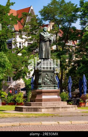 Eisenach, Deutschland - 06/2023: Mahnmal an Martin Luther, den Reformator. Stockfoto