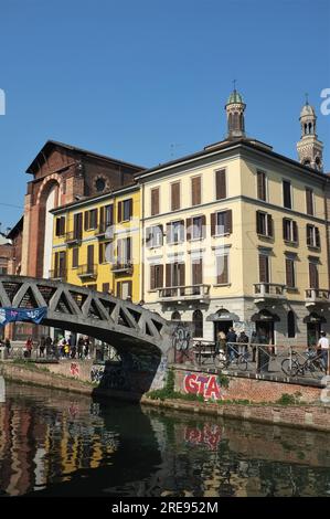 MAILAND, ITALIEN - 18. MÄRZ 2023: Blick auf die Kirche Chiesa Parrocchiale di Santa Maria delle Grazie al Naviglio. Stockfoto