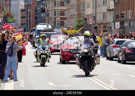 Wir feiern den Gewinner der Tour de france 2023 Jonas Vingegaard in Kopenhagen, Dänemark Stockfoto