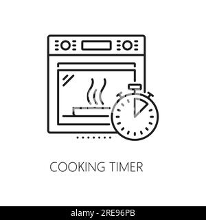 Garzeit-Timer und Ofenhandschuh – dünnes Symbol. Vector Küchengeräte, Utensilien, Backsymbol-Element für Webdesign und Apps, Bäckerei und Gebäck-Symbol Stock Vektor