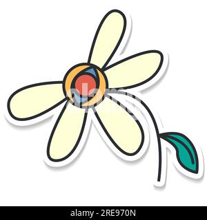 Friedlicher Sticker Vintage leuchtender, groovy Aufdruck 70s Stock Vektor