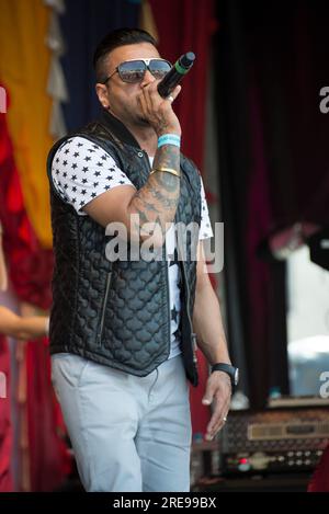 Darsteller auf der Vaisakhi 2014 am Trafalgar Square in London Stockfoto