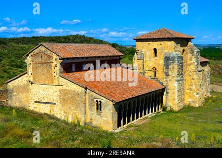 Mozarabische Kirche San Miguel de Escalada, geweiht 951 von Bischof Genadio von Astorga. Es ist ein ehemaliges Kloster in der Provinz León, Castil Stockfoto