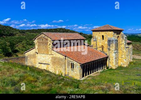 Mozarabische Kirche San Miguel de Escalada, geweiht 951 von Bischof Genadio von Astorga. Es ist ein ehemaliges Kloster in der Provinz León, Castil Stockfoto