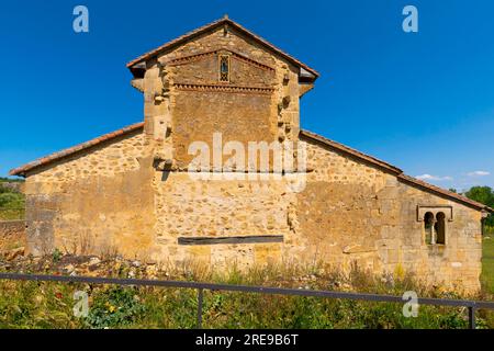 Mozarabische Kirche San Miguel de Escalada, geweiht 951 von Bischof Genadio von Astorga. Es ist ein ehemaliges Kloster in der Provinz León, Castil Stockfoto