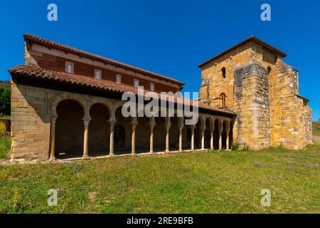 Mozarabische Kirche San Miguel de Escalada, geweiht 951 von Bischof Genadio von Astorga. Es ist ein ehemaliges Kloster in der Provinz León, Castil Stockfoto