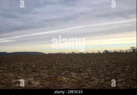 Wurde im Winter zu einem schlammigen Feld Stockfoto