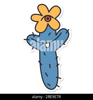 Friedlicher Sticker Vintage leuchtender, groovy Aufdruck 70s Stock Vektor