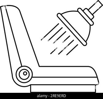 Ein Schwarzweißbild eines Duschkopfs und eines Duschschlauchs Stock Vektor