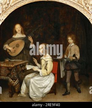 Gerard Terborch II -- das Konzert: Sänger und Theorbé lute-Spieler 1657, Stockfoto