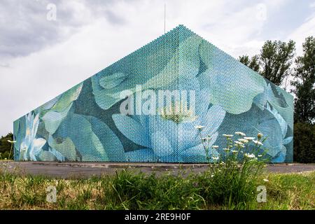 Flutwasserpumpwerk Kuhlenweg im Stadtteil Langel, es ist Teil der Hochwasserschutzanlage am Rheinufer, es wurde konzipiert Stockfoto