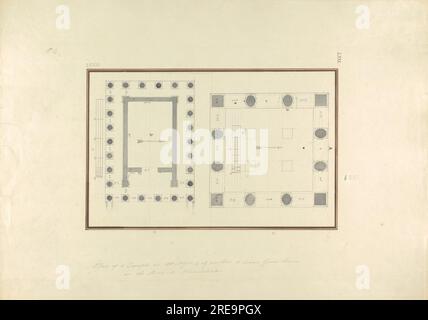 Plan eines Tempels in Mylasa und weitere drei Stunden von dort auf der Straße nach Mandaleus um 1750 von Giovanni Battista Borra Stockfoto