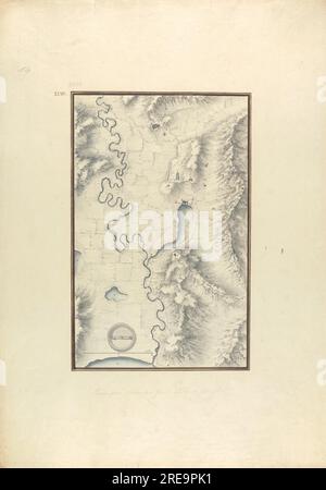 Topographische Karte des Flusses Meander (Alte Maender, jetzt Menderes), erbaut um 1750 von Giovanni Battista Borra Stockfoto