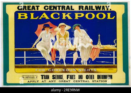 Vintage Reproduktion Eisenbahnreiseplakate Stockfoto