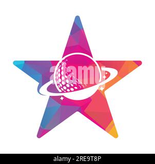 Planet Golf und sternförmiges Vektor-Logo. Logo-Vorlage für Golfball und Planet Vector. Stock Vektor