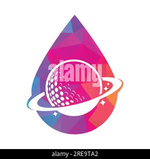 Planet Golf und Drop-förmiges Vektor-Logo. Logo-Vorlage für Golfball und Planet Vector. Stock Vektor