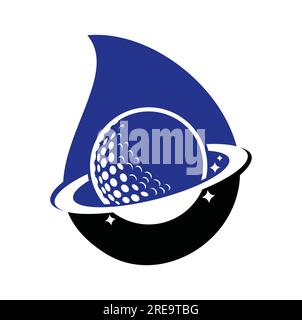 Planet Golf und Drop-förmiges Vektor-Logo. Logo-Vorlage für Golfball und Planet Vector. Stock Vektor