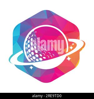 Planet Golf und Cloud-förmiges Vektor-Logo. Logo-Vorlage für Golfball und Planet Vector. Stock Vektor