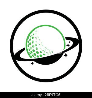 Planet Golf und Cloud-förmiges Vektor-Logo. Logo-Vorlage für Golfball und Planet Vector. Stock Vektor