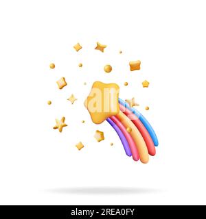 3D Uhr Party Golden Confetti Feuerwerk Stock Vektor