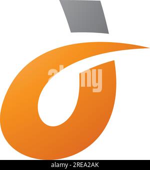 Graues und orangefarbenes, geschwungenes, spiky Buchstabensymbol D auf weißem Hintergrund Stock Vektor
