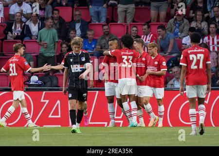 Eindhoven, Niederlande. 26. Juli 2023. EINDHOVEN, NIEDERLANDE - JULI 26: Während des Vorsaison-Freundschaftsspiels zwischen PSV und dem FC Eindhoven im Philips Stadion am 26. Juli 2023 in Eindhoven, Niederlande (Foto von Jeroen Meuwsen/Orange Pictures). Guthaben: Orange Pics BV/Alamy Live News Stockfoto