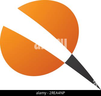 Orangefarbenes und schwarzes schraubenförmiges Q-Symbol auf weißem Hintergrund Stock Vektor