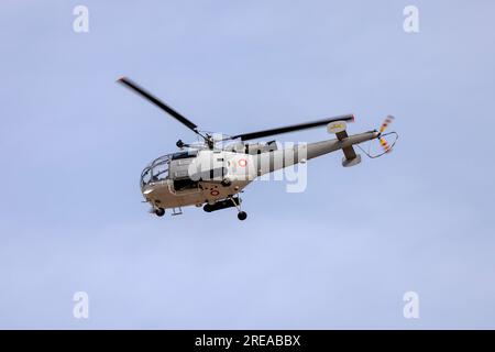 Maltese Armed Forces Aerospatiale SA-316B Alouette III (REG: AS9212) Rückkehr nach Luqa nach einer SAR-Mission. Stockfoto