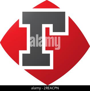 Rotes und schwarzes, quadratisches Symbol mit dem Buchstaben R auf weißem Hintergrund Stock Vektor