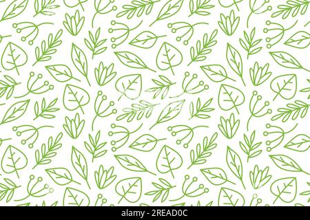Grüne Natur, nahtloses Blumenmuster mit Blättern und Zweigen - Vektordarstellung Stock Vektor