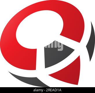 Rotes und schwarzes kompassförmiges Q-Symbol auf weißem Hintergrund Stock Vektor