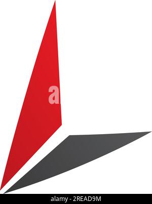 Roter und schwarzer Buchstabe L mit Dreiecken auf weißem Hintergrund Stock Vektor