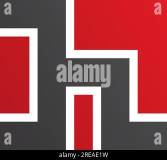 Rotes und schwarzes quadratisches H-Symbol auf weißem Hintergrund Stock Vektor