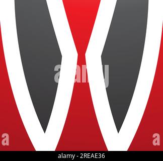 Rotes und schwarzes quadratisches W-Symbol auf weißem Hintergrund Stock Vektor