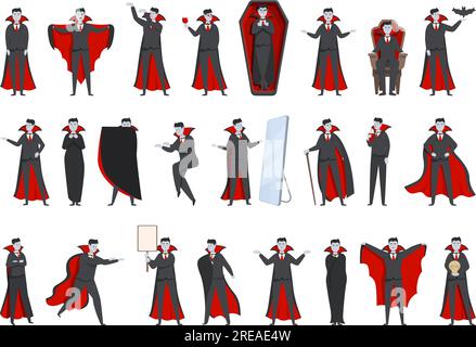 Vampirsymbole setzen Cartoon-Vektor. Partyfigur. Sargmann Stock Vektor