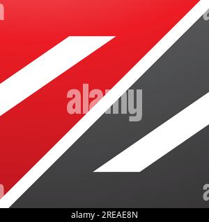 Rotes und schwarzes dreieckiges quadratisches Z-Symbol auf weißem Hintergrund Stock Vektor