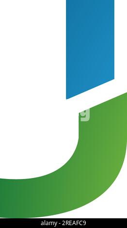 Blaues und grünes geteiltes J-Symbol auf weißem Hintergrund Stock Vektor