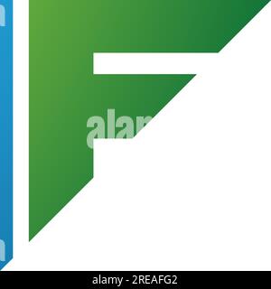 Blaues und grünes dreieckiges F-Symbol auf weißem Hintergrund Stock Vektor